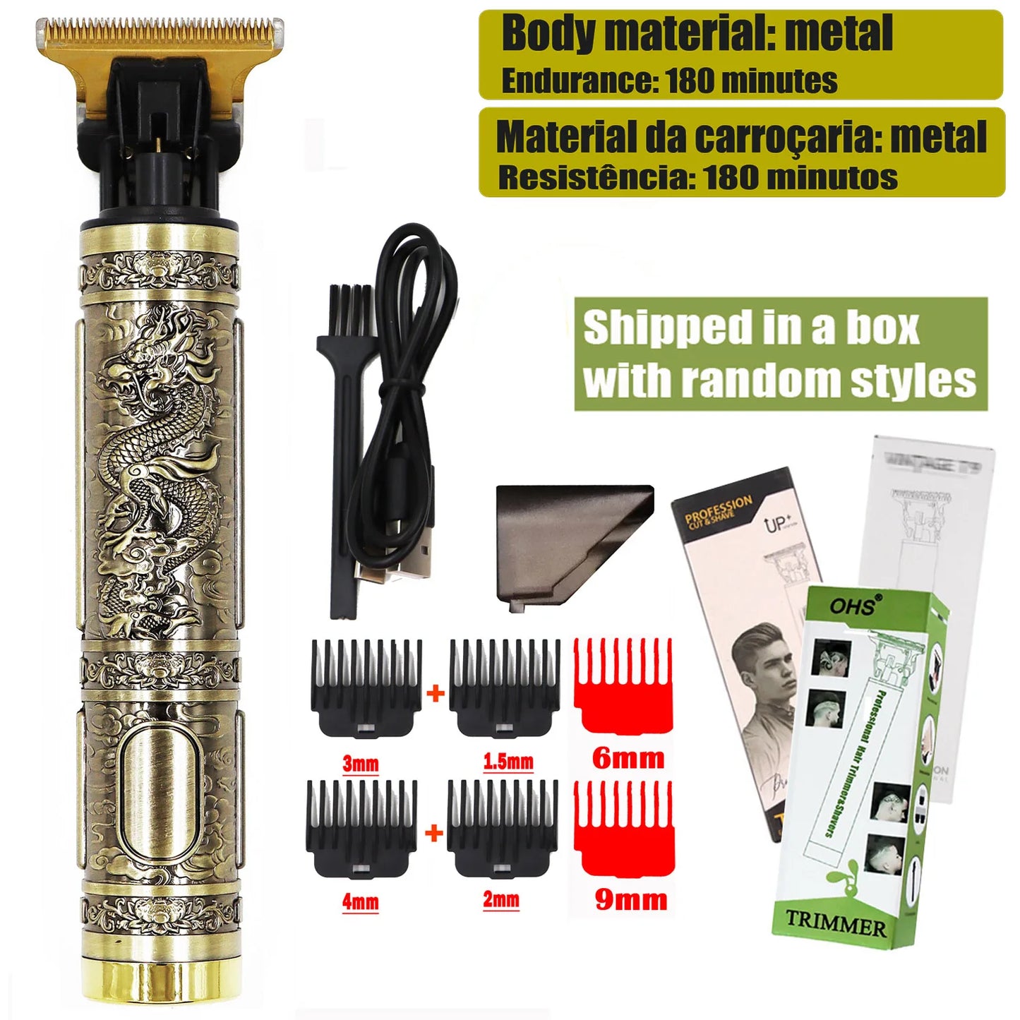 Vintage Electric Hairdresser Oil Shaving Head Pusher Carving Clipper Hair Cutting Machine Precision Trimmer for Men Care