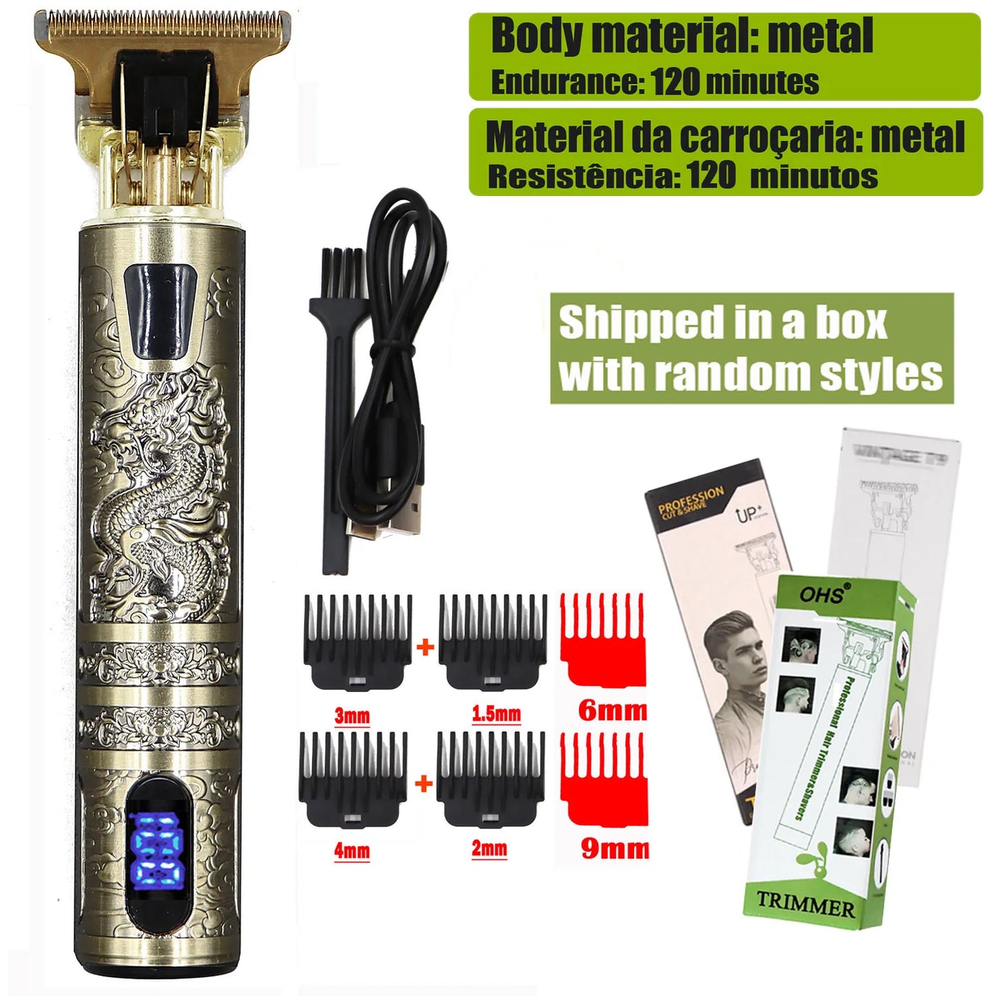 Vintage Electric Hairdresser Oil Shaving Head Pusher Carving Clipper Hair Cutting Machine Precision Trimmer for Men Care