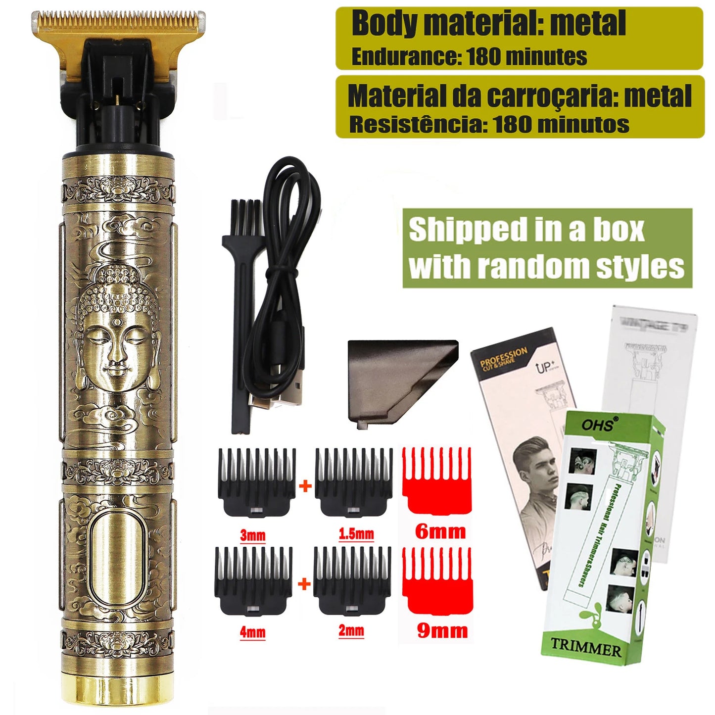 Vintage Electric Hairdresser Oil Shaving Head Pusher Carving Clipper Hair Cutting Machine Precision Trimmer for Men Care