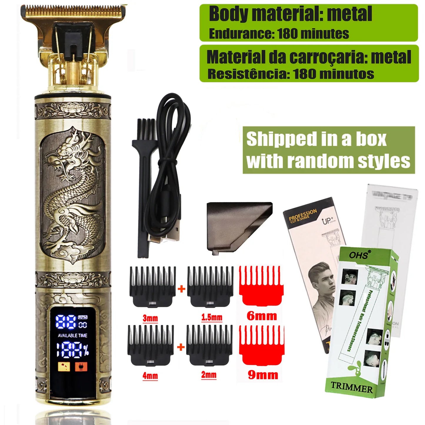 Vintage Electric Hairdresser Oil Shaving Head Pusher Carving Clipper Hair Cutting Machine Precision Trimmer for Men Care
