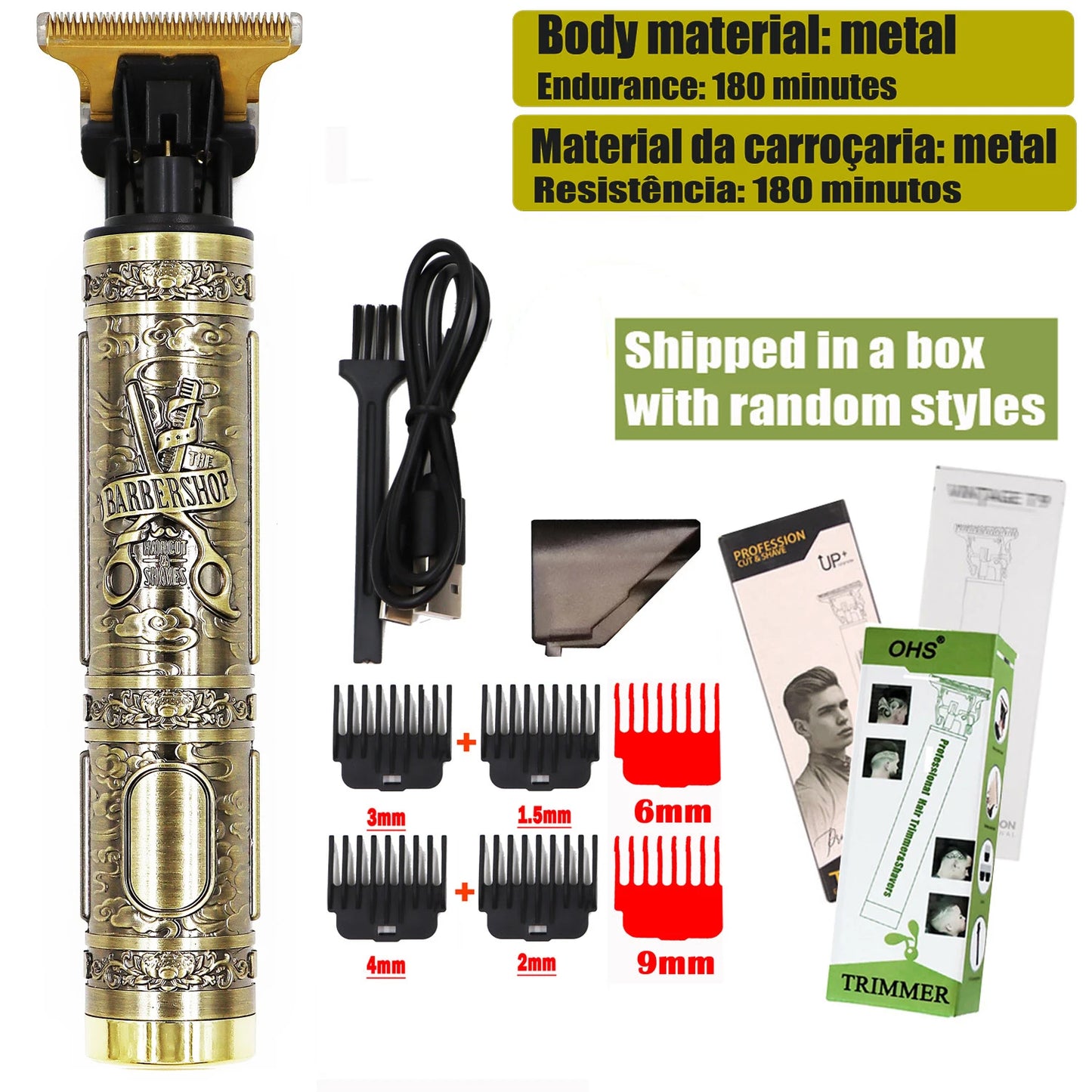 Vintage Electric Hairdresser Oil Shaving Head Pusher Carving Clipper Hair Cutting Machine Precision Trimmer for Men Care